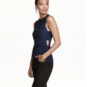 H & M Navy Cutout Peplum Top 8